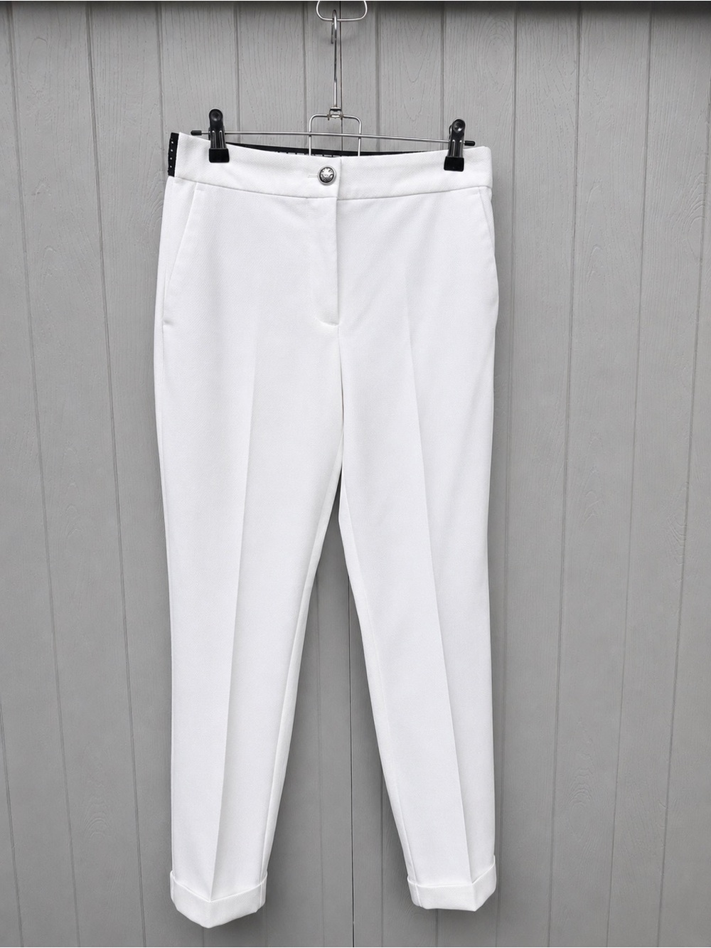 Zara White Straight-Leg Tailored Pants Size M